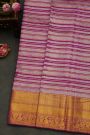 Kancheepuram Silk Purple Saree Strips With Florals And Birds Body
