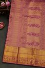 Kancheepuram Silk Purple Saree Strips With Florals And Birds Body