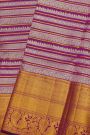 Kancheepuram Silk Purple Saree Strips With Florals And Birds Body