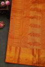 Kancheepuram Silk Maroon Saree Strips With Self Florals And Peacocks In Zari Border