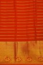 Kancheepuram Silk Maroon Saree Strips With Self Florals And Peacocks In Zari Border