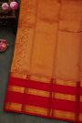 Kancheepuram Silk Off White Saree With Florals And Buttis Body And Contrast Gap With Elephant Motifs Border