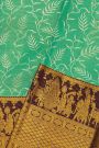 Kancheepuram Silk Sea Green Saree With Pallaki Motif Border