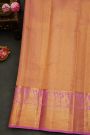 Kancheepuram Silk Orange Saree With Florals And Leaves Body And Contrast Pallaki Motifs Border