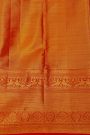 Kancheepuram Silk Golden Yellow Saree With Strips Body And Contrast Florals And Leaves With Peacocks Border