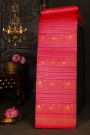 Kancheepuram Silk Pink Saree With Florals And Leaves With Animals Body And Self Florals And Leaves Border