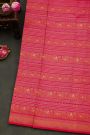 Kancheepuram Silk Pink Saree With Florals And Leaves With Animals Body And Self Florals And Leaves Border