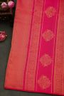 Kancheepuram Silk Pink Saree With Florals And Leaves With Animals Body And Self Florals And Leaves Border