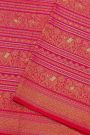 Kancheepuram Silk Pink Saree With Florals And Leaves With Animals Body And Self Florals And Leaves Border