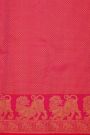 Kancheepuram Silk Pink Saree With Florals And Leaves With Animals Body And Self Florals And Leaves Border