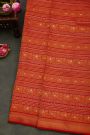 Kancheepuram Silk Maroon Saree With Florals And Birds And Animals Striped Body And Self Diamonds In Zari And Florals And Animals Border