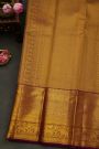 Kancheepuram Silk Yellow Saree With Peacock Buttis Body And Contrast Zari Diamonds, Florals And Animals Border
