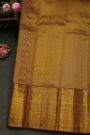 Kancheepuram Silk Golden Yellow Saree With Florals And Leaves Body And Contrast Florals And Leaves Jaal Border