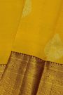 Kancheepuram Silk Golden Yellow Saree With Florals And Leaves Body And Contrast Florals And Leaves Jaal Border