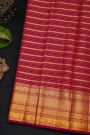 Kancheepuram Silk Magenta Saree With All Over Zari Lines Self Border