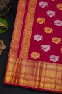 Kancheepuram Silk Magenta Saree With All Over Zari Lines Self Border