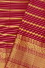 Kancheepuram Silk Magenta Saree With All Over Zari Lines Self Border