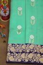 Fancy Matka Silk Sea Green Saree With Florals And Leaves Jaal Border