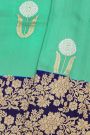 Fancy Matka Silk Sea Green Saree With Florals And Leaves Jaal Border