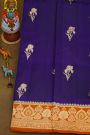 Fancy Matka Silk Navy Blue Saree With Floral Buttis Body
