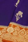 Fancy Matka Silk Navy Blue Saree With Floral Buttis Body