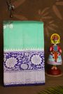 Fancy Matka Silk Sea Green Saree With Florals And Leaves Body