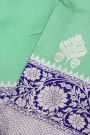 Fancy Matka Silk Sea Green Saree With Florals And Leaves Body