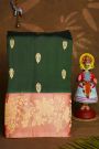 Fancy Matka Silk Bottle Green Saree With Florals And Leaves Jaal Border