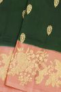 Fancy Matka Silk Bottle Green Saree With Florals And Leaves Jaal Border