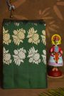 Fancy Matka Silk Bottle Green Saree With Florals And Leaves Body