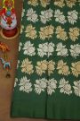 Fancy Matka Silk Bottle Green Saree With Florals And Leaves Body