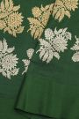 Fancy Matka Silk Bottle Green Saree With Florals And Leaves Body