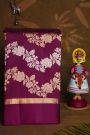 Fancy Matka Silk Wine Saree With Florals And Leaves Jaal Body
