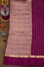 Fancy Matka Silk Wine Saree With Florals And Leaves Jaal Body