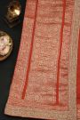 Fancy Crepe Red Saree With Florals And Leaves In Zari Body And Self Design Florals And Leaves With Sequins Work Border