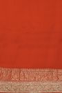 Fancy Crepe Red Saree With Florals And Leaves In Zari Body And Self Design Florals And Leaves With Sequins Work Border