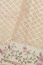 Fancy Kora Light Peach Saree With All Over Cross Checks Body And Self Design Florals And Leaves In Thread Work Border