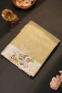 Fancy Tissue Gold Saree With Florals In Thread Work Body