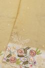 Fancy Tissue Gold Saree With Florals In Thread Work Body