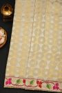 Fancy Tissue Cream Saree With Geometrical Buttis Body