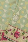 Fancy Kora Mint Green Saree With Florals And Polkas In Zari With Thread Work Body And Self Design Florals And Leaves Jaal Border