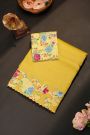 Fancy Kora Yellow Saree With Patch Work Border