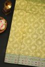 Fancy Kora Dual Colour Saree With Florals In Checks And Contrast Florals And Sequins Work Border