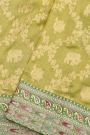Fancy Kora Dual Colour Saree With Florals In Checks And Contrast Florals And Sequins Work Border