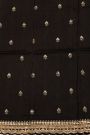 Fancy Kora Black Saree With Florals In Lines Body And Self Design Florals And Leaves In Zardozi Work Border