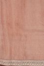 Fancy Tussar Onion Pink Saree With Florals And Leaves With Swans In Thread Work Body And Self Design Florals And Swans In Thread Work Border