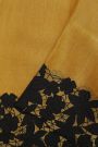 Fancy Tussar Mustard Saree With Contrast Floral Patch Work Border