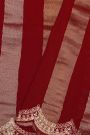 Fancy Kora Maroon Saree With All Over Lines Body And Self Design Florals And Leaves In Zardozi Work Border