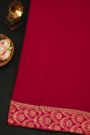Fancy Crepe Maroon Saree With All Over Plain Body And Self Design Florals And Leaves Jaal Border