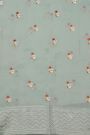 Fancy Kora Grey Saree With Florals And Leaves In Thread Work Body